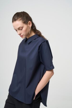 2way Collar Blouse - NAVY - seven dot (01)