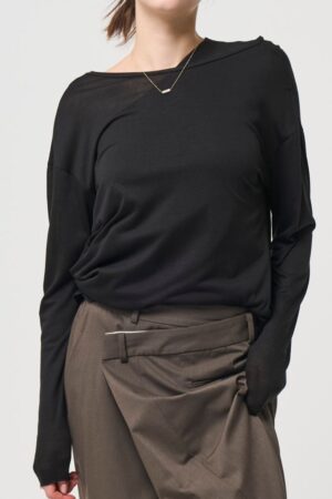 2way Sheer back open T-shirt - BLACK - seven dot (01)
