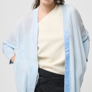 残りわずか Breathable Cotton Cardigan - BLUE - seven dot (01)
