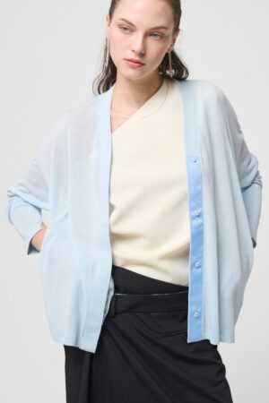 残りわずか Breathable Cotton Cardigan - BLUE - seven dot (01)