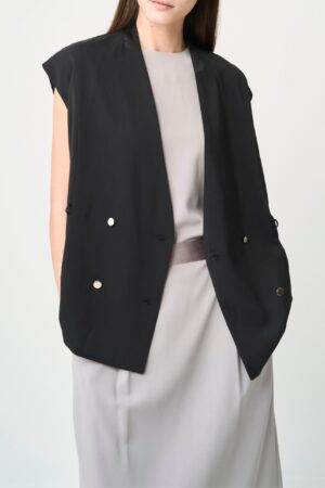 残りわずか W Shape Gilet - BLACK - seven dot (01)