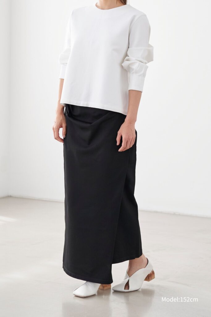 残りわずか Smooth Gather Knit Skirt - BLACK - seven dot (19)