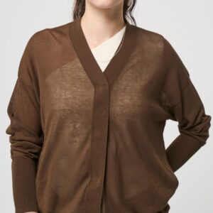 Breathable Cotton Cardigan - BROWN - seven dot (01)