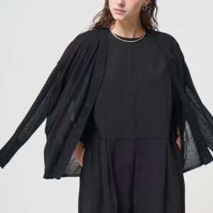 Breathable Cotton Cardigan - BLACK - seven dot (01)