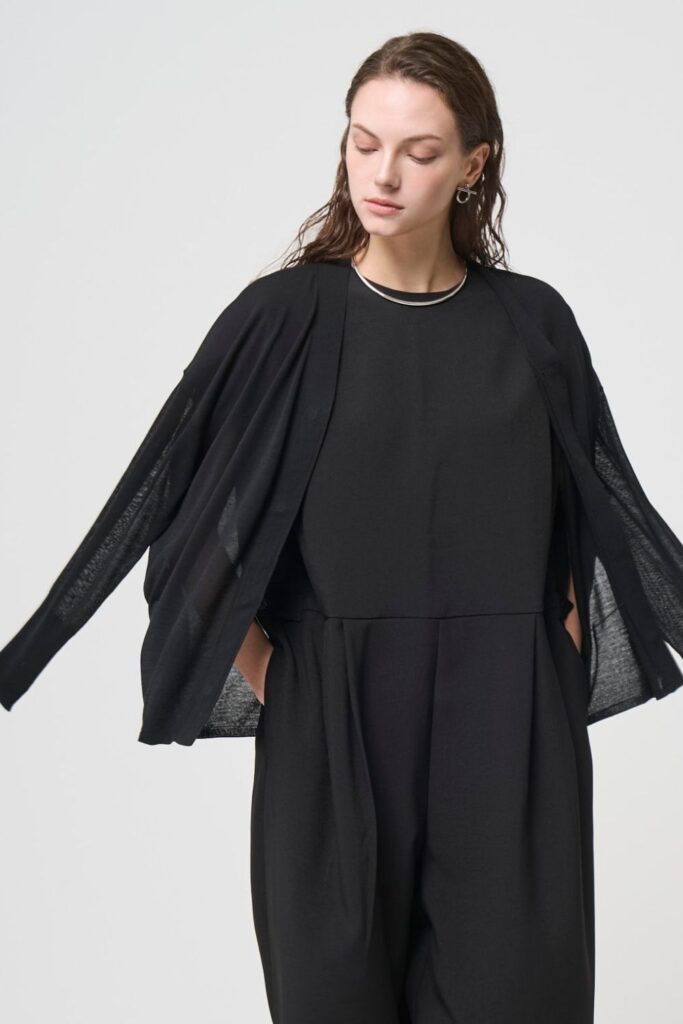 Breathable Cotton Cardigan - BLACK - seven dot (01)