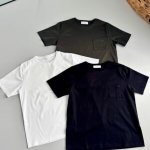 Minimal Pocket Silket T-shirts - BLACK・WHITE・DARK GRAY - seven dot (01)