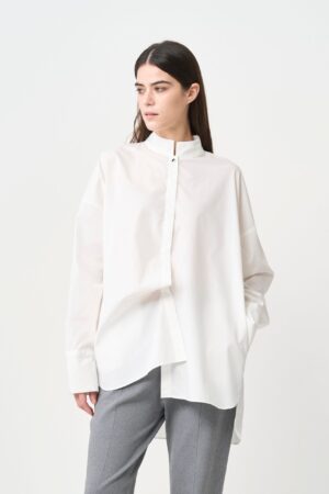 STAND-UP COLLAR OVER SHIRT - WHITE - seven dot (01)