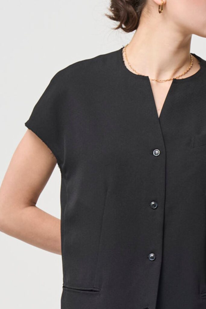 Short Sleeves Shirts Jacket - BLACK - seven dot (01)