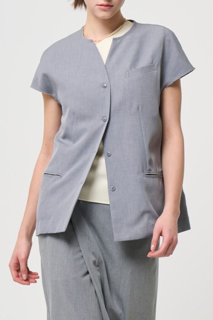Short Sleeves Shirts Jacket - GRAY - seven dot (01)