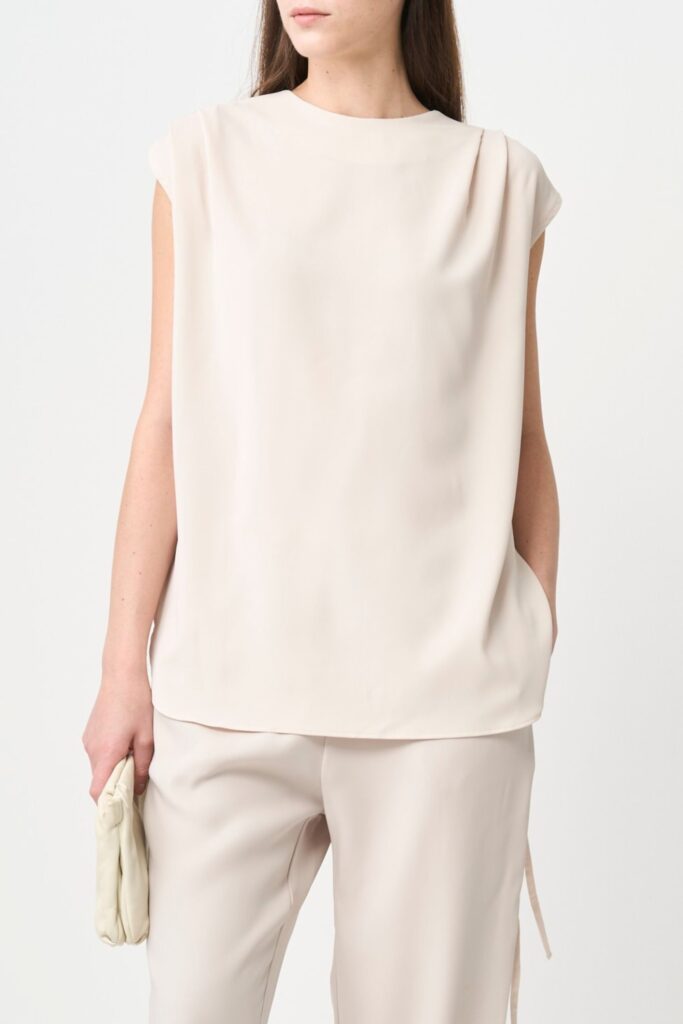 Shoulder Gather Pullover - ECRU - seven dot (01)