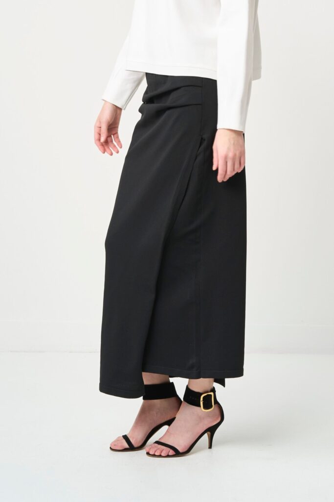 残りわずか Smooth Gather Knit Skirt - BLACK - seven dot (15)