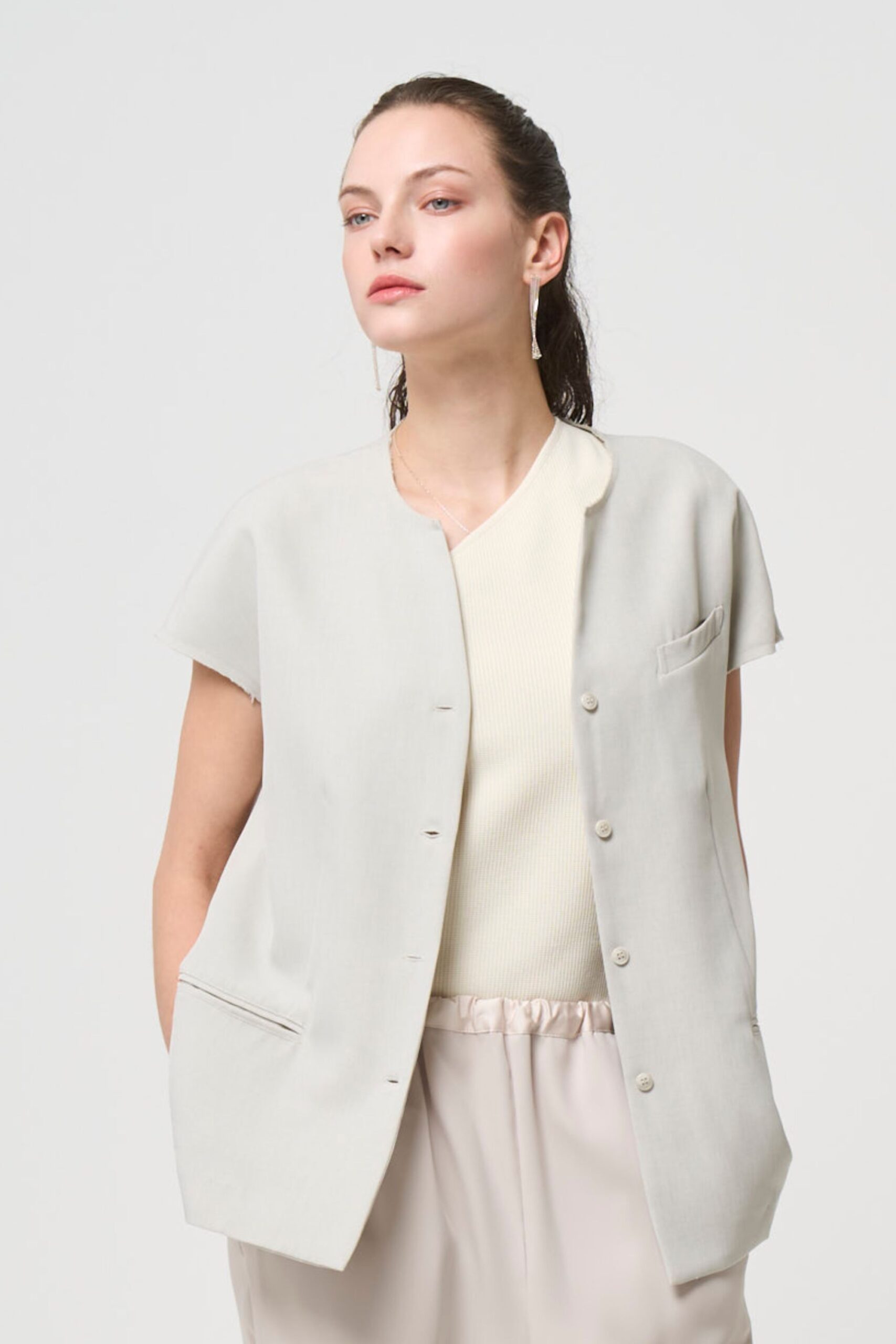 残りわずか Short Sleeves Shirts Jacket - BEIGE - seven dot (02)